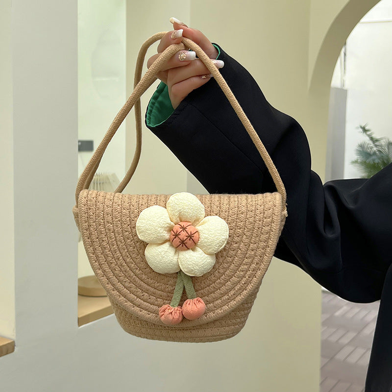 Women's Cotton Weaving Messenger Bag for Summer Vacation