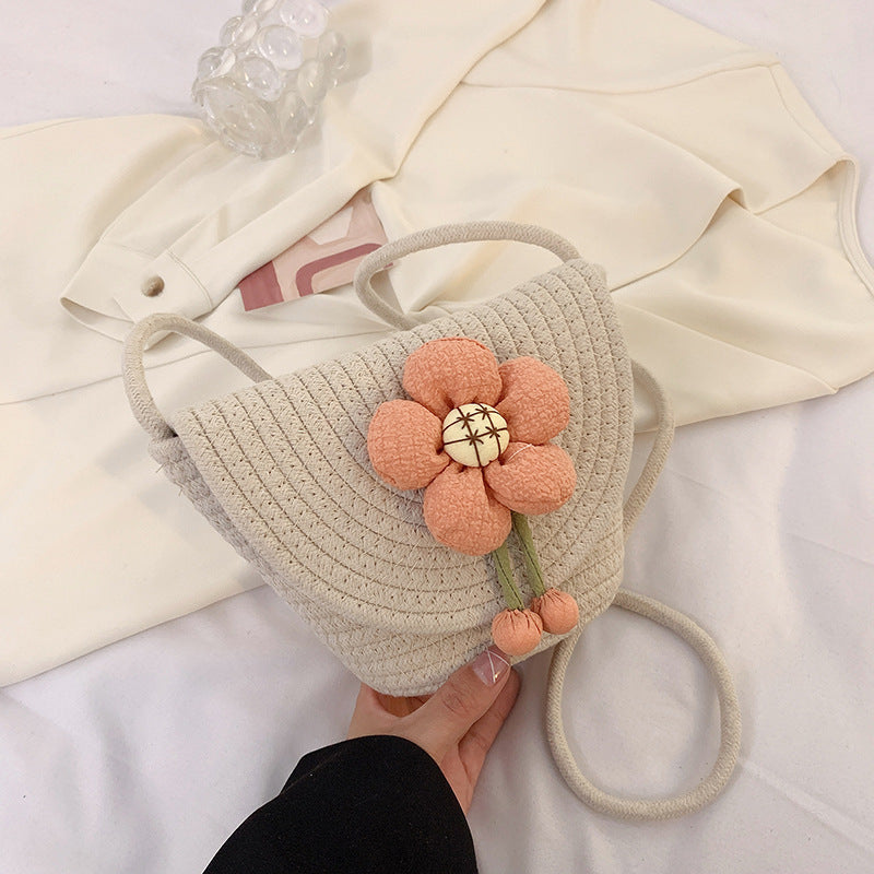 Women's Cotton Weaving Messenger Bag for Summer Vacation