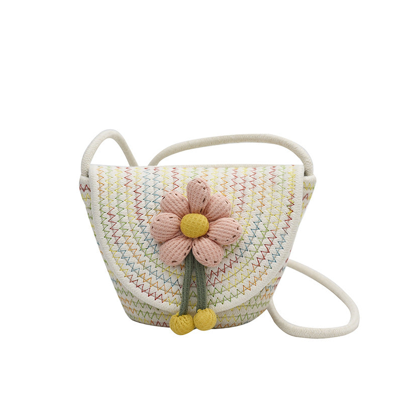 Women's Cotton Weaving Messenger Bag for Summer Vacation